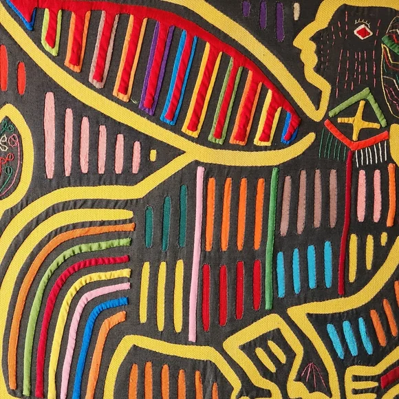 1970s Vintage Kuna Mola Folk Lore Framed Textile - Picture 4 of 8